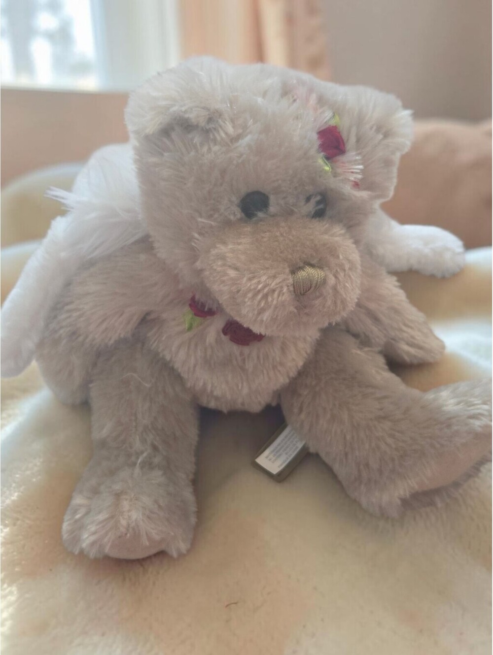 First & Main Angel Bear Plush No. 1304 Teddy Bear Wings Gold Nose 7.5"